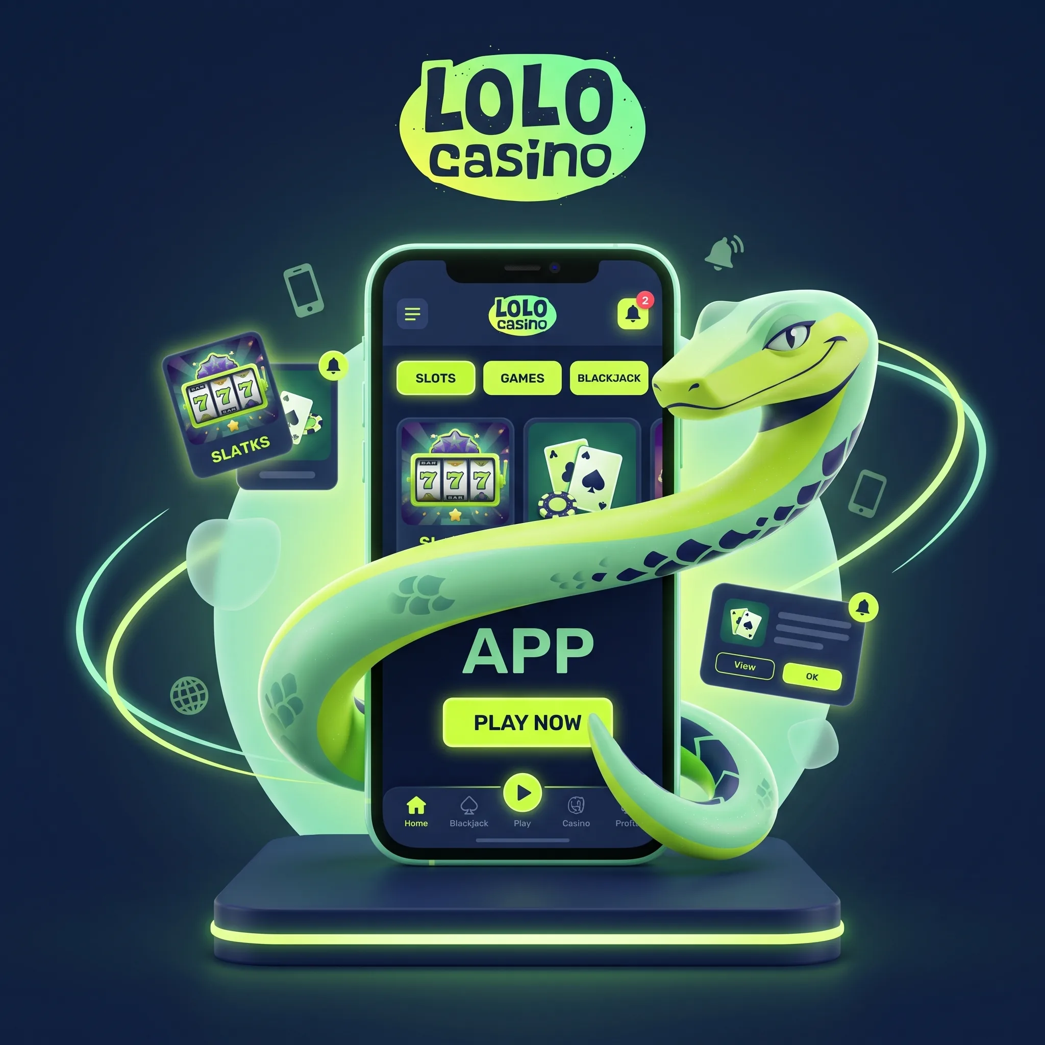 Logo Lolo Casino et illustration du jeu sur mobile